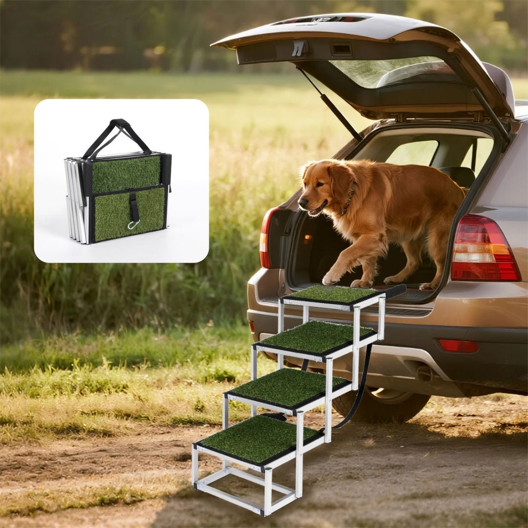 Foldable Aluminum Dog Ramp for Large Dogs | Portable Non - Slip Pet Stairs for SUVs, Trucks & High Beds | Lightweight Reinforced Safety Ramp Supports up to 250lbs - Phoenix