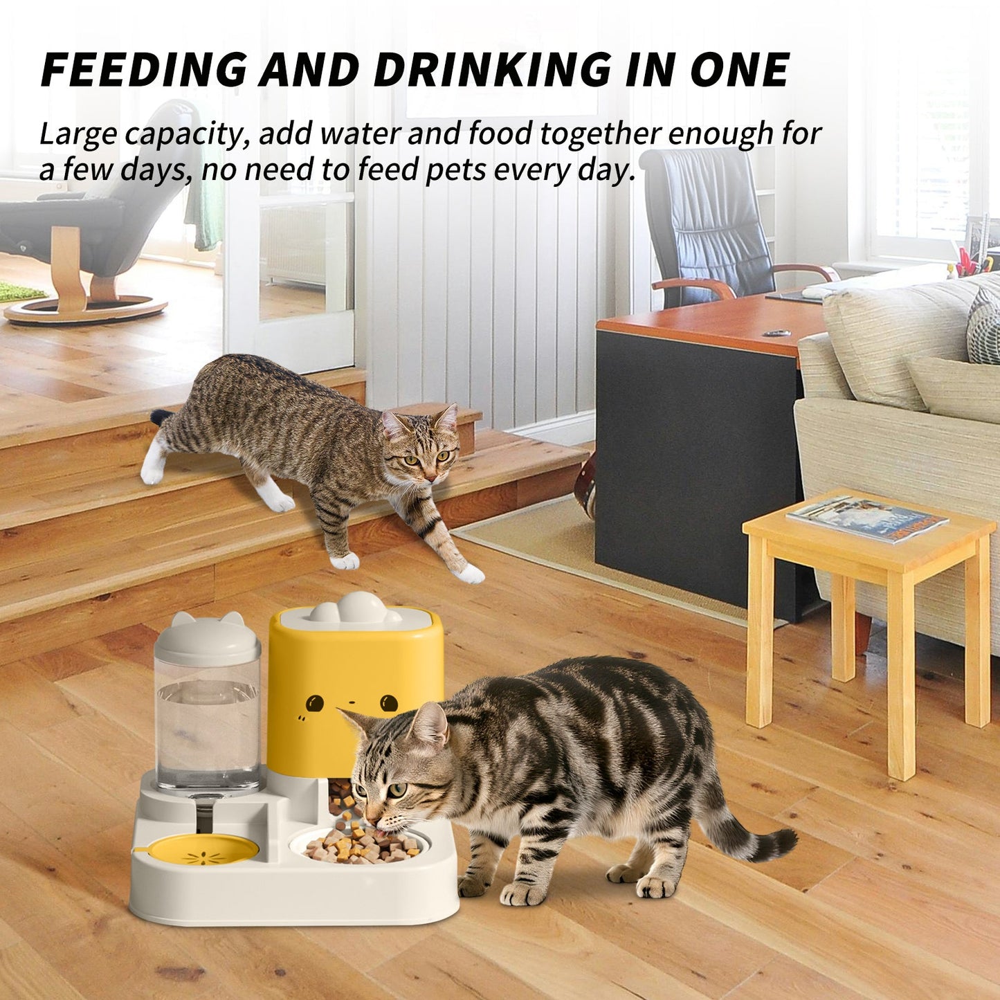 2 - in - 1 Cartoon Pink Pet Automatic Feeder & Waterer Set | Large Capacity Gravity Food Dispenser & Water Fountain | Cute Aesthetic Slow Feeder for Cats & Small Dogs - Phoenix