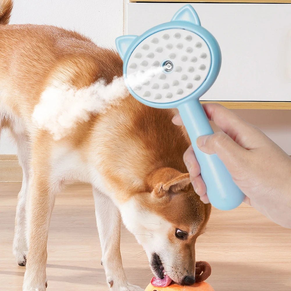 3 - in - 1 Electric Steamy Cat Brush | Rechargeable Pet Grooming Brush with Integrated Mist Spray | Self - Cleaning Slicker Brush for Massaging & De - Shedding Cats & Dogs - Phoenix