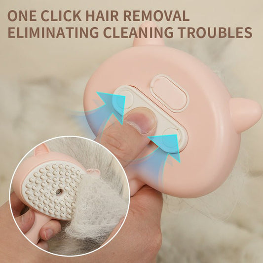 3 - in - 1 Electric Steamy Cat Brush | Rechargeable Pet Grooming Brush with Integrated Mist Spray | Self - Cleaning Slicker Brush for Massaging & De - Shedding Cats & Dogs - Phoenix