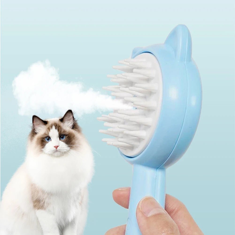 3 - in - 1 Electric Steamy Cat Brush | Rechargeable Pet Grooming Brush with Integrated Mist Spray | Self - Cleaning Slicker Brush for Massaging & De - Shedding Cats & Dogs - Phoenix