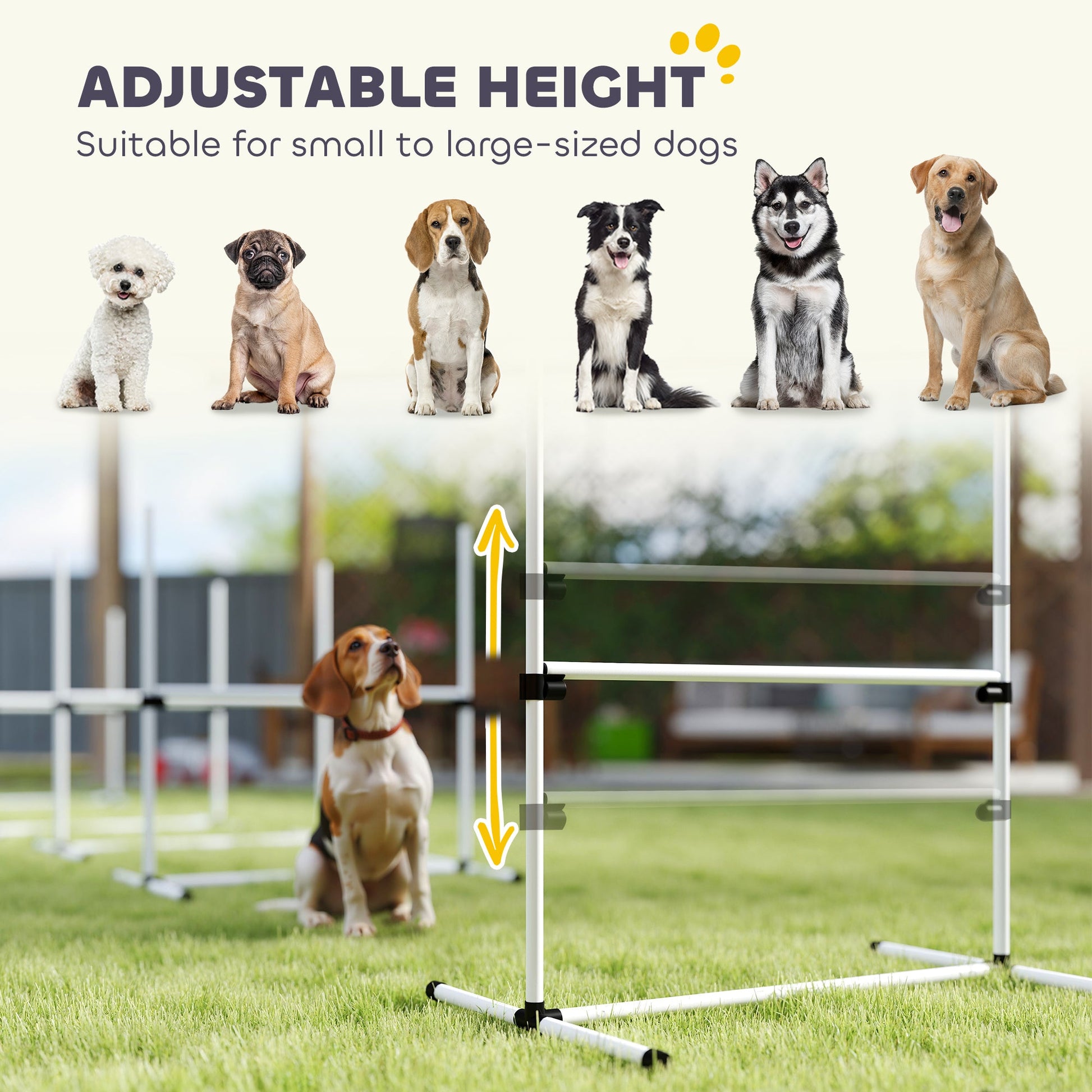 4 - Piece Adjustable Dog Agility Jump Set | Professional Indoor & Outdoor Dog Training Kit | High - Jump Obstacle Course with Displacing Safety Bar & Carry Bag - Phoenix