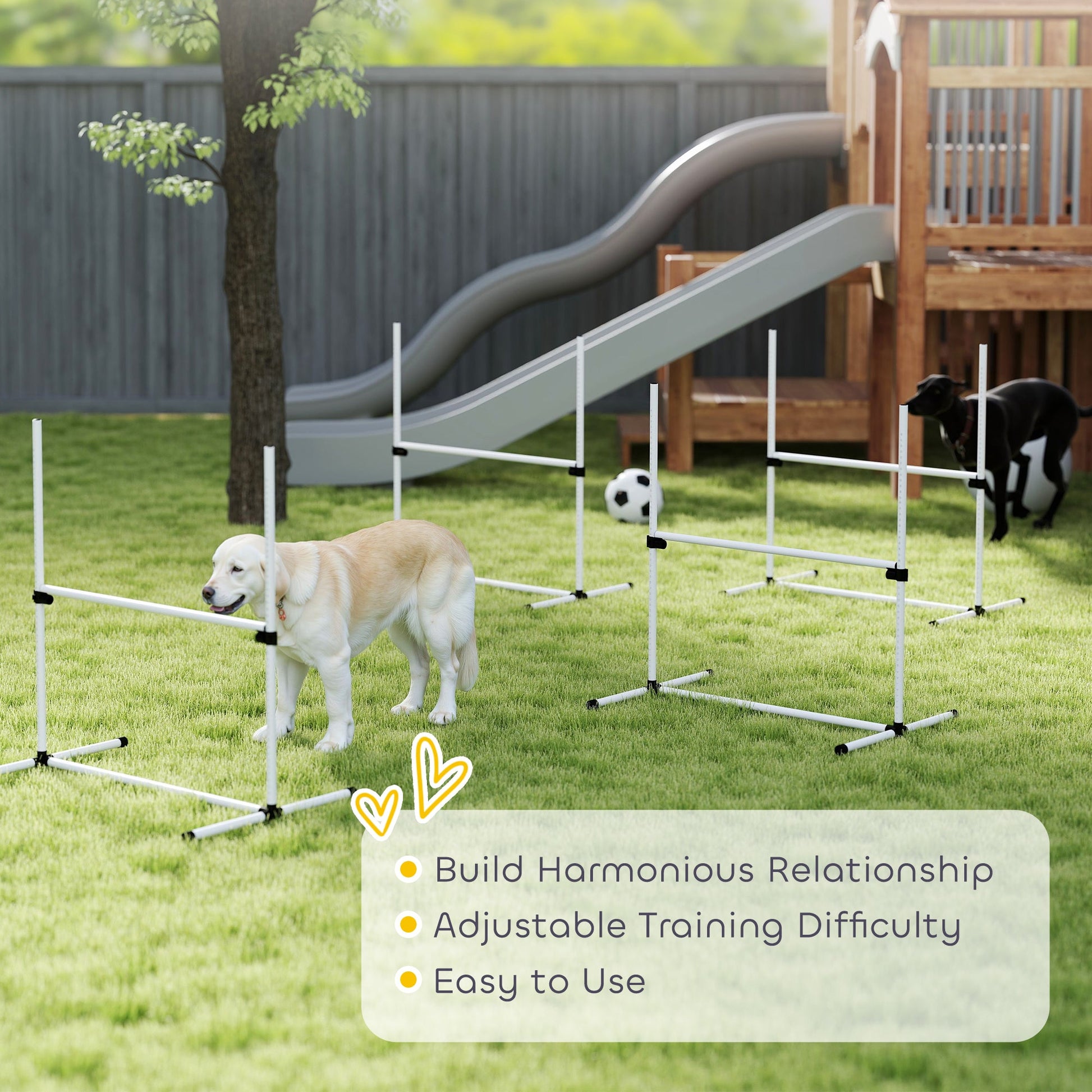 4 - Piece Adjustable Dog Agility Jump Set | Professional Indoor & Outdoor Dog Training Kit | High - Jump Obstacle Course with Displacing Safety Bar & Carry Bag - Phoenix