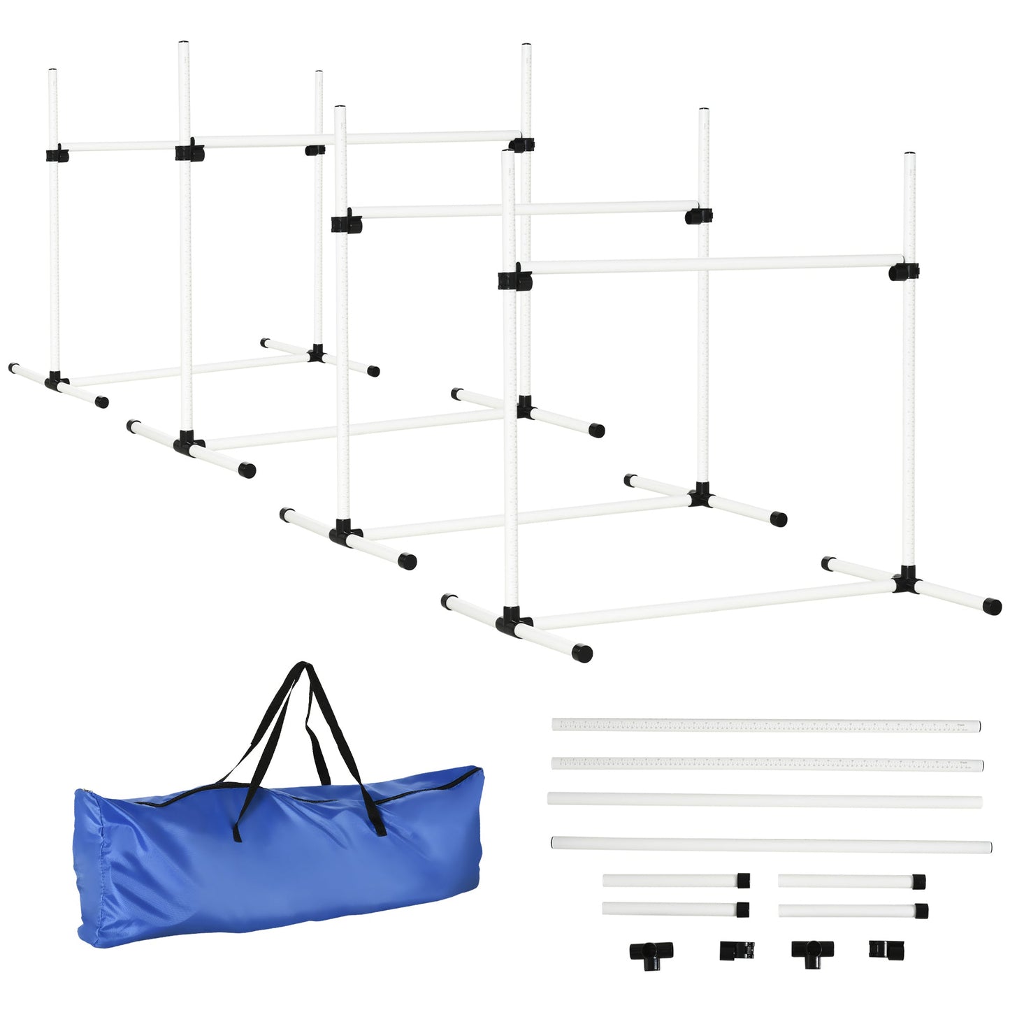 4 - Piece Adjustable Dog Agility Jump Set | Professional Indoor & Outdoor Dog Training Kit | High - Jump Obstacle Course with Displacing Safety Bar & Carry Bag - Phoenix