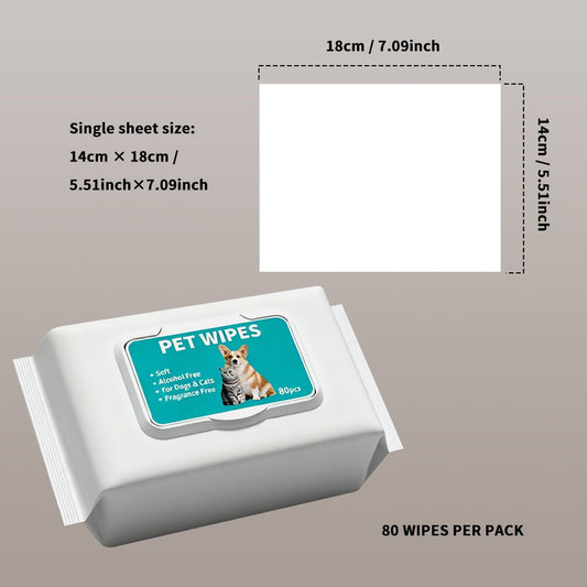 80 - Count Hypoallergenic Pet Grooming Wipes | Alcohol & Fragrance - Free Cleaning Wipes for Dogs & Cats | Gentle Deodorizing Wipes for Paws, Body, & Tear Stains - Phoenix