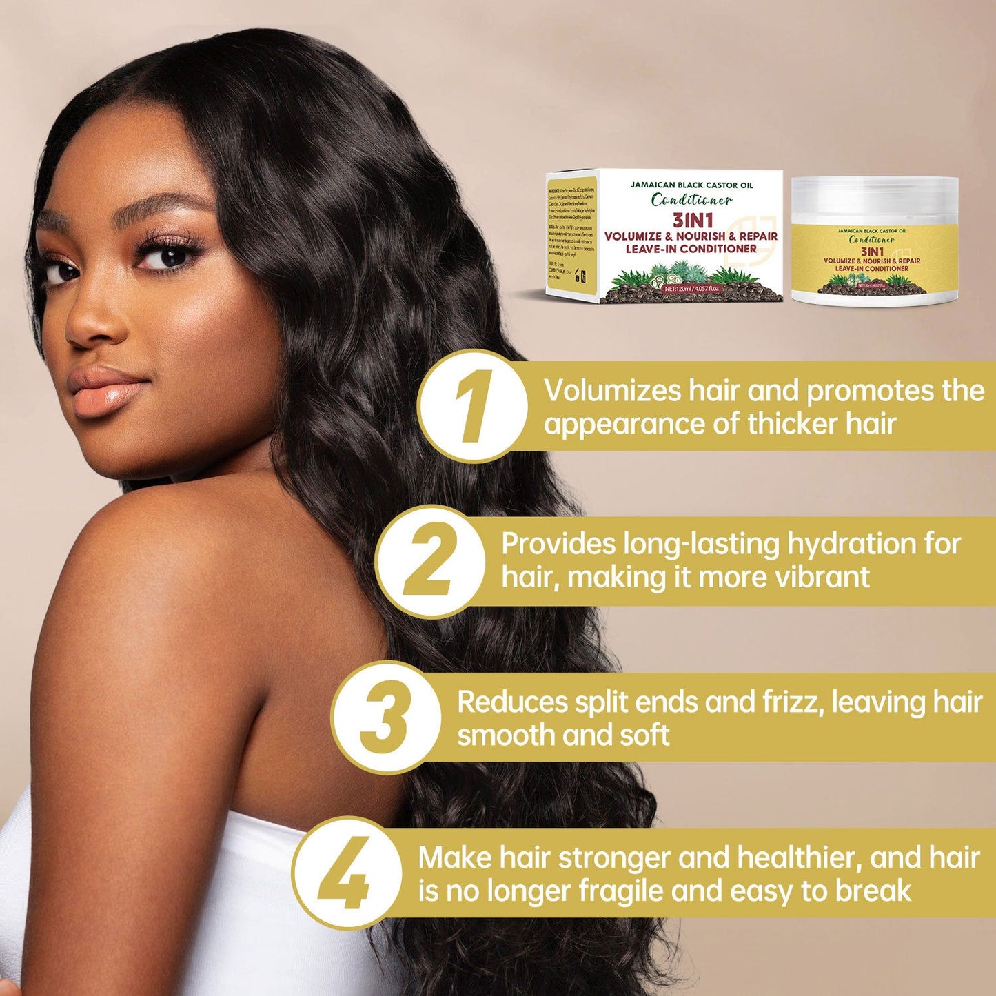 Black Castor Oil Leave - in Hair Conditioner 120ml Moisturizing - Phoenix