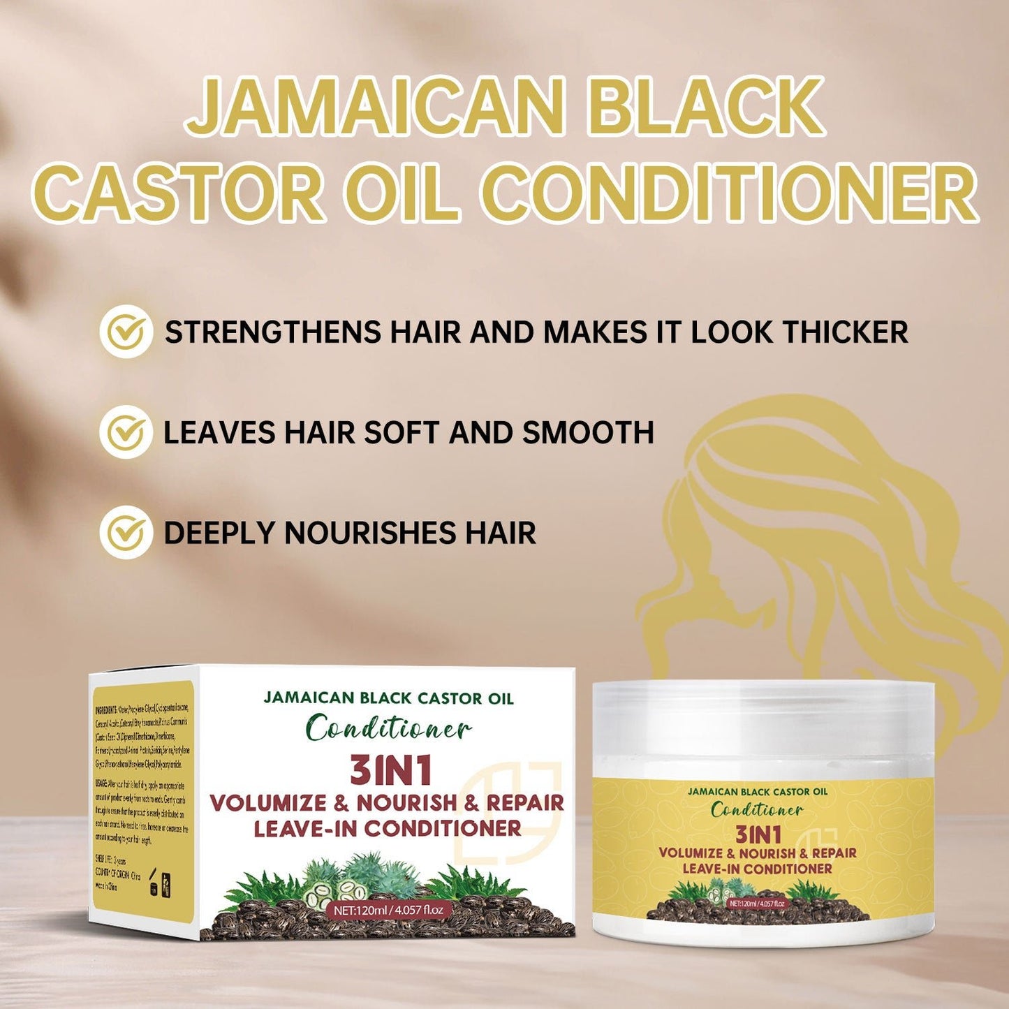 Black Castor Oil Leave - in Hair Conditioner 120ml Moisturizing - Phoenix