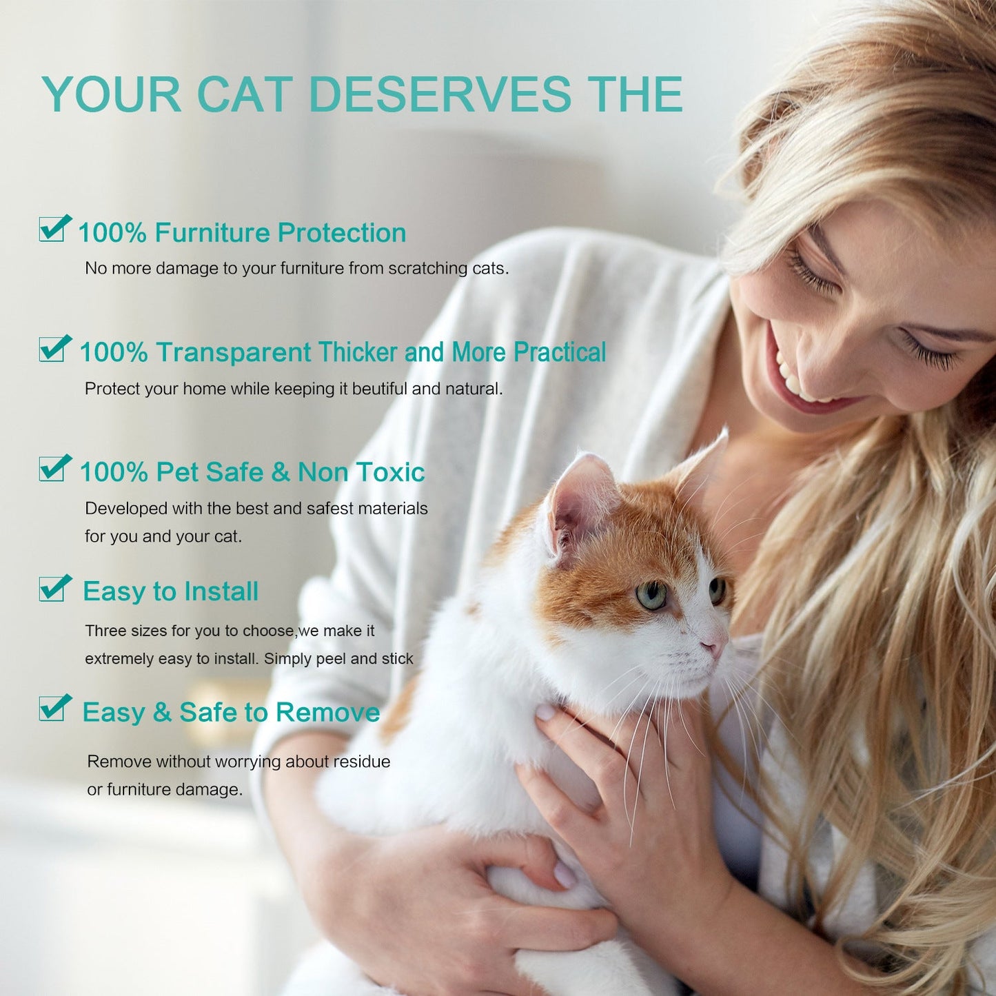 Cat Scratch Furniture Protector Pads | Clear Anti - Scratch Sofa Guard Sheets | Self - Adhesive Invisible Pet Claw Shield for Upholstery - Phoenix