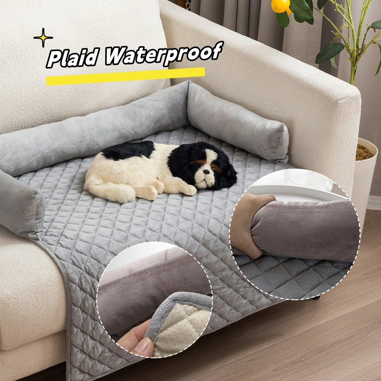 Dog Sofa Bed & Furniture Protector | Removable Anti - Anxiety Pet Couch Cover | Washable Bolster Dog Bed Mat for Large Dogs & Cats - Phoenix