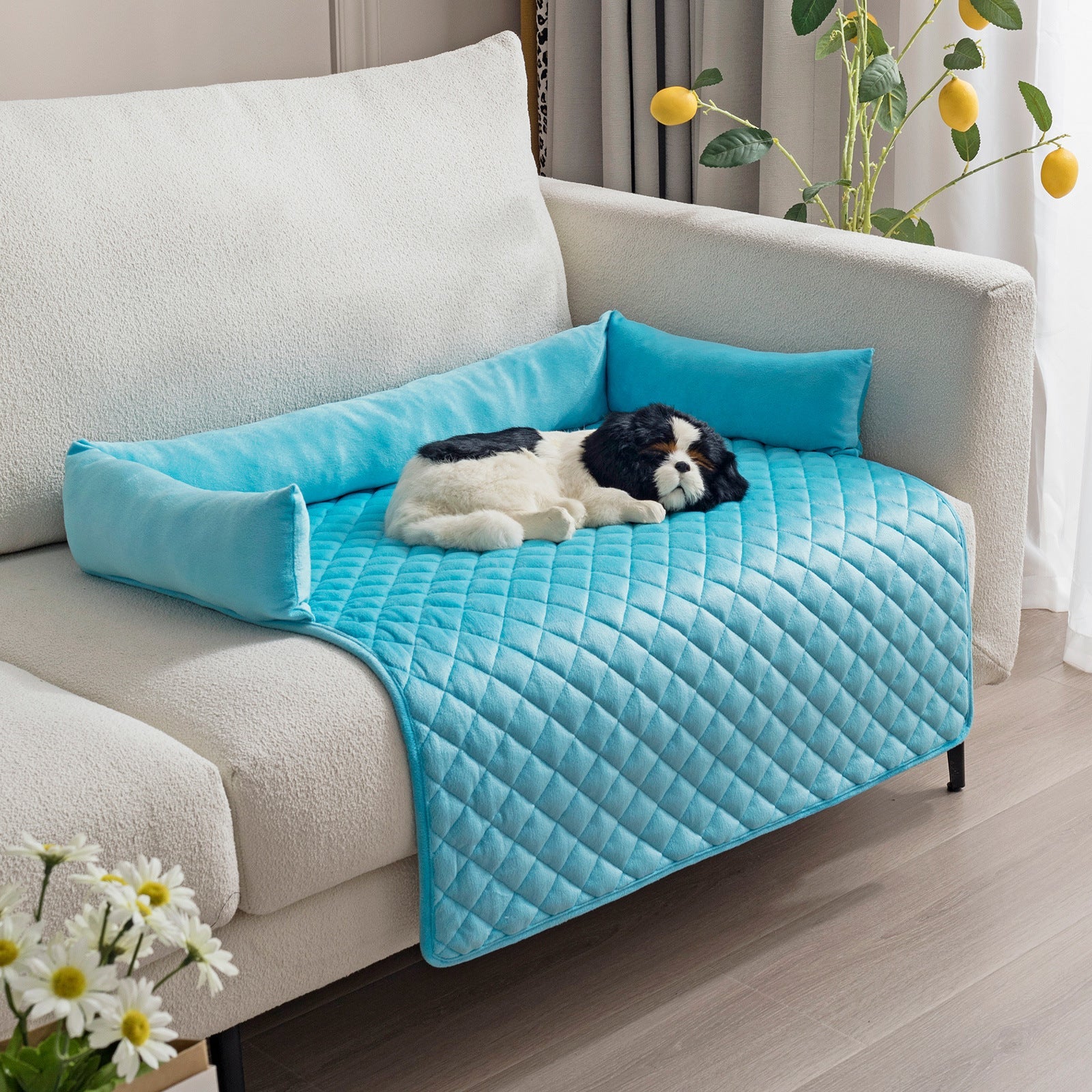 Dog Sofa Bed & Furniture Protector | Removable Anti - Anxiety Pet Couch Cover | Washable Bolster Dog Bed Mat for Large Dogs & Cats - Phoenix