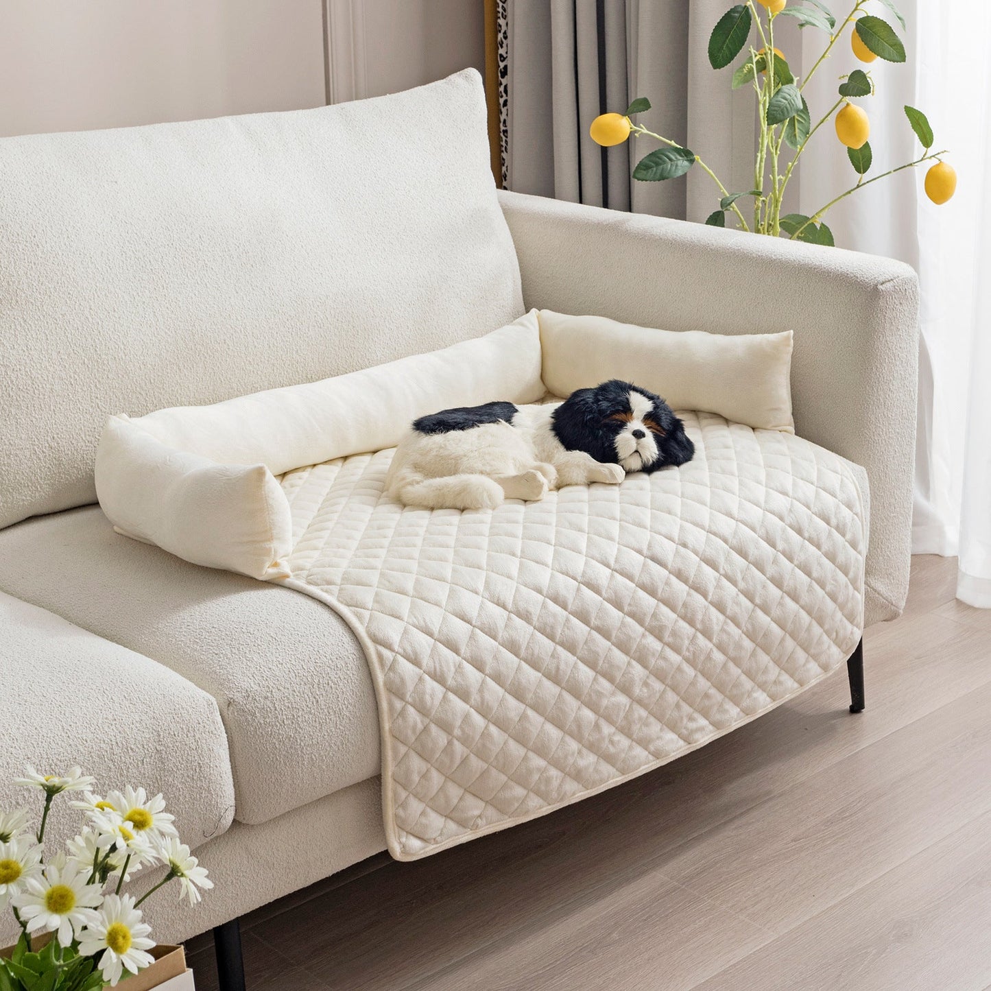 Dog Sofa Bed & Furniture Protector | Removable Anti - Anxiety Pet Couch Cover | Washable Bolster Dog Bed Mat for Large Dogs & Cats - Phoenix