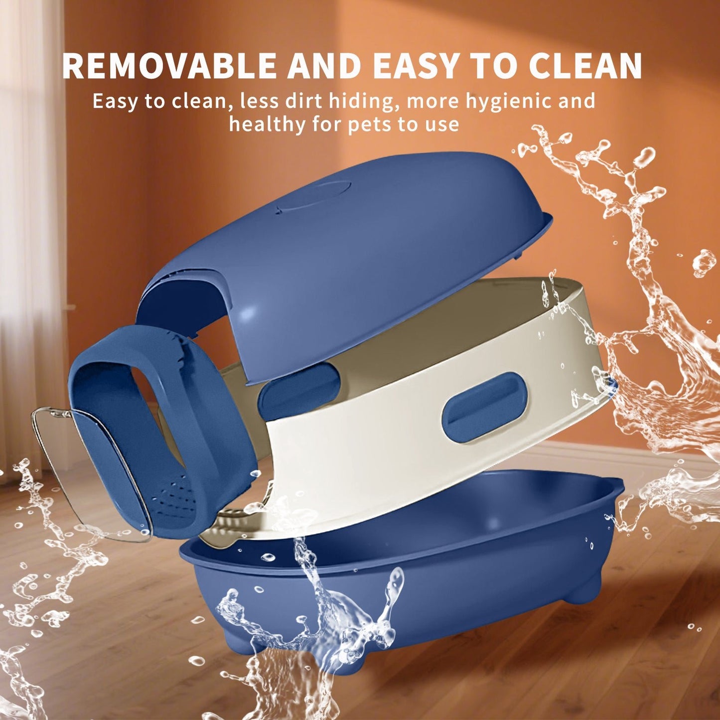 Extra Large Fully Enclosed Cat Litter Box | Anti - Splash & Odor - Locking Cat Toilet | Spacious Flip - Top Pet Litter Pan with Free Scoop - Phoenix