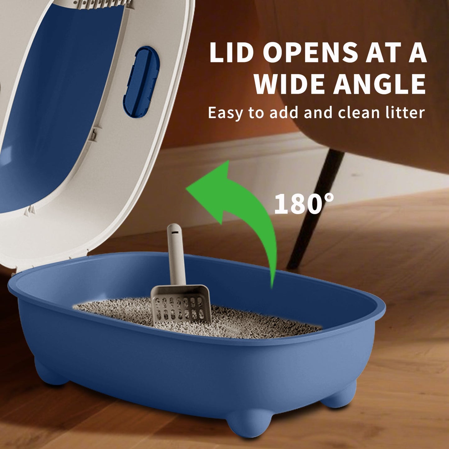 Extra Large Fully Enclosed Cat Litter Box | Anti - Splash & Odor - Locking Cat Toilet | Spacious Flip - Top Pet Litter Pan with Free Scoop - Phoenix