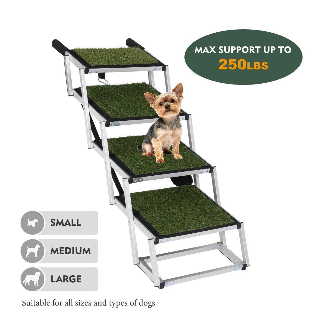 Foldable Aluminum Dog Ramp for Large Dogs | Portable Non - Slip Pet Stairs for SUVs, Trucks & High Beds | Lightweight Reinforced Safety Ramp Supports up to 250lbs - Phoenix