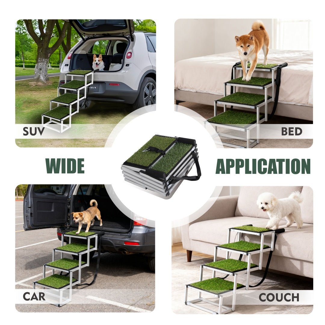 Foldable Aluminum Dog Ramp for Large Dogs | Portable Non - Slip Pet Stairs for SUVs, Trucks & High Beds | Lightweight Reinforced Safety Ramp Supports up to 250lbs - Phoenix