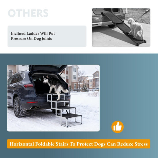 Foldable Aluminum Dog Ramp for Large Dogs | Portable Non - Slip Pet Stairs for SUVs, Trucks & High Beds | Lightweight Reinforced Safety Ramp Supports up to 250lbs - Phoenix