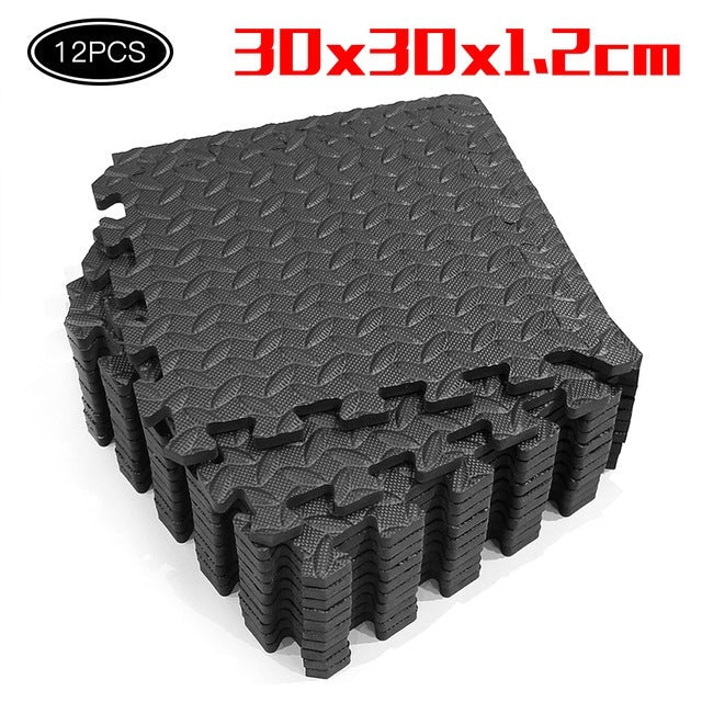 Interlocking EVA Foam Floor Mats | 12 - Piece Large Exercise Puzzle Tiles | Non - Slip Home Gym & Playroom Flooring (48 Sq Ft Coverage) - Phoenix