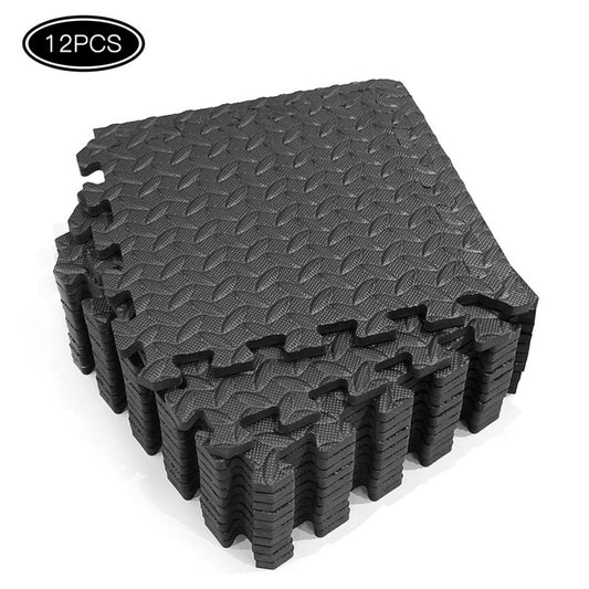 Interlocking EVA Foam Floor Mats | 12 - Piece Large Exercise Puzzle Tiles | Non - Slip Home Gym & Playroom Flooring (48 Sq Ft Coverage) - Phoenix