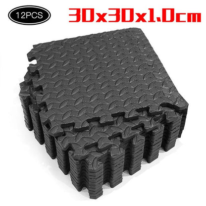 Interlocking EVA Foam Floor Mats | 12 - Piece Large Exercise Puzzle Tiles | Non - Slip Home Gym & Playroom Flooring (48 Sq Ft Coverage) - Phoenix
