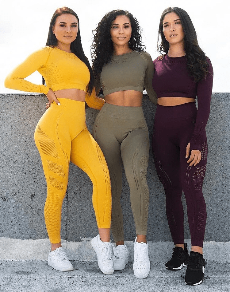 Seamless Ribbed Yoga Set | 2 - Piece High - Waist Gym Suit & Sport Bra | Professional Athletic Compression Workout Outfit for Women - Phoenix
