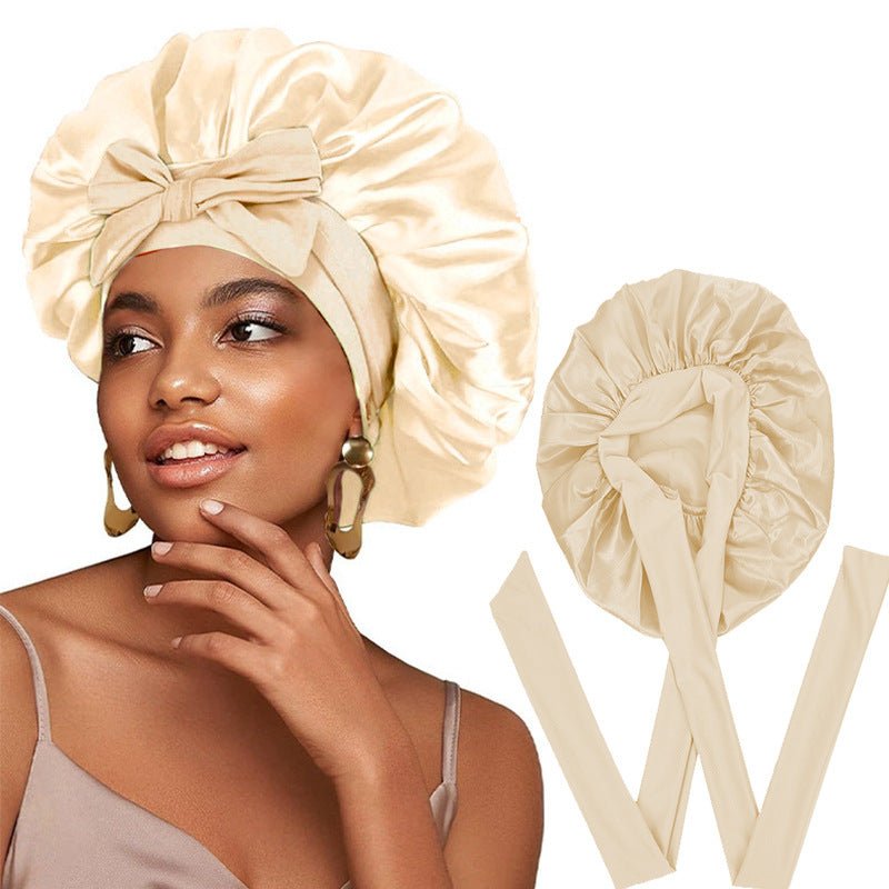 Silk Bonnet For Sleeping Women Satin Bonnet Double Layer Satin Lined Hair Bonnet With Tie Band Curly Hair - Phoenix