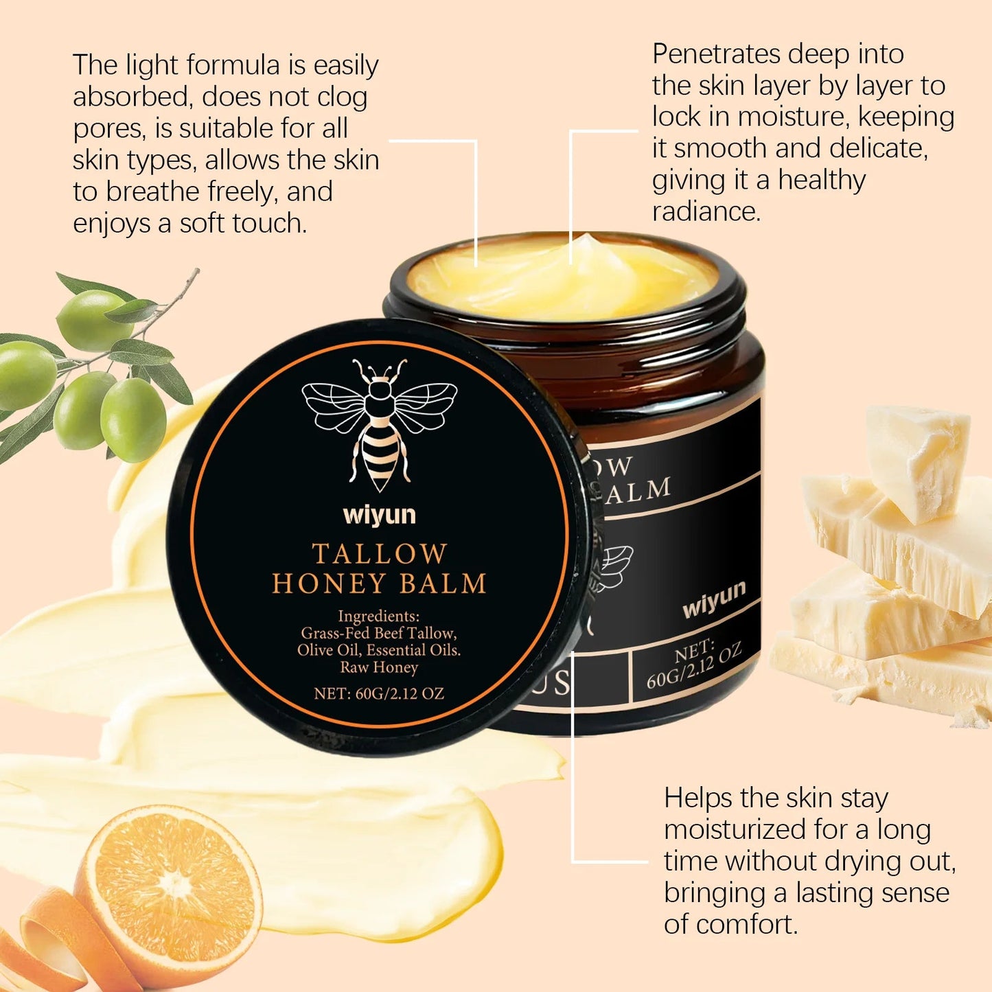 Tallow Honey Cream Glow Hydrating Skin Improve Elasticity Soft Bleaching Improve Dullness Firming Face Body Moisturizer Lotion - Phoenix