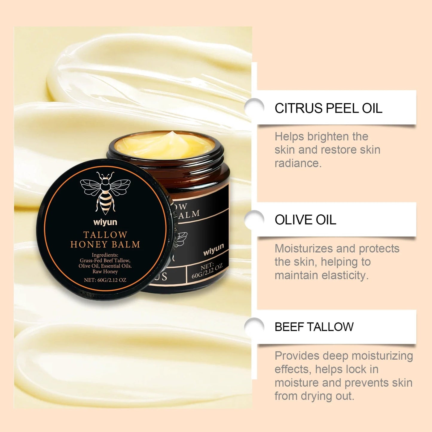Tallow Honey Cream Glow Hydrating Skin Improve Elasticity Soft Bleaching Improve Dullness Firming Face Body Moisturizer Lotion - Phoenix